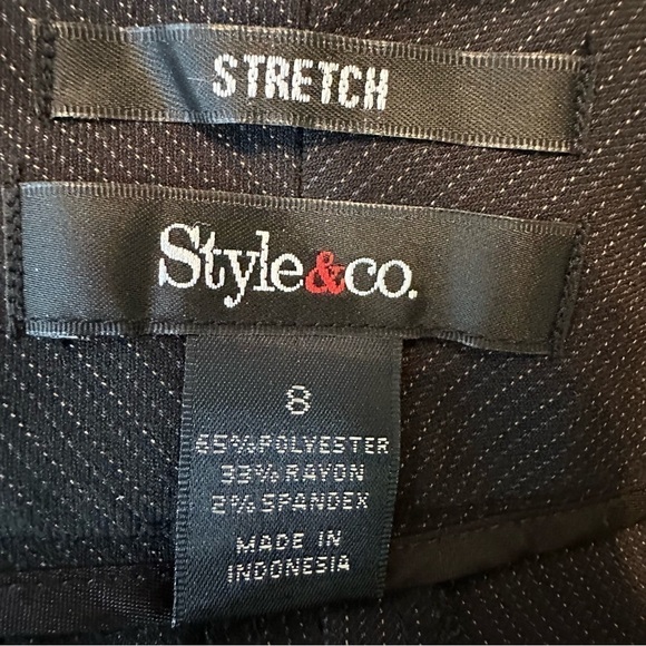 Style & Co. Black Mini Pinstripe Wide Leg Trousers, NWT, size 8 - Picture 4 of 8
